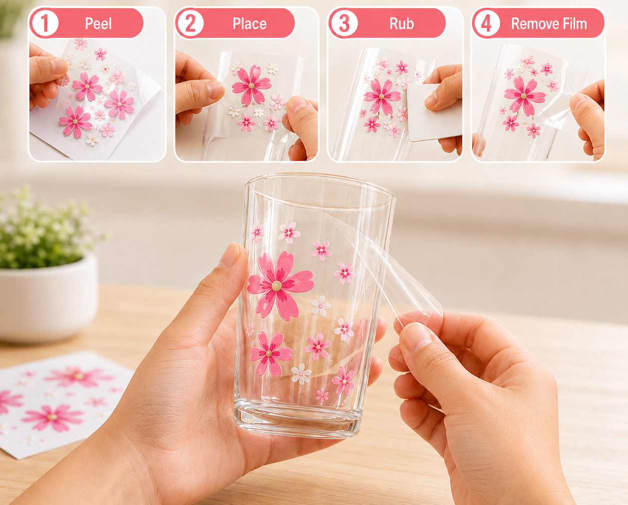 Ứng Dụng Dán Lên Cốc, Pha Lê Bằng Tem UV DTF