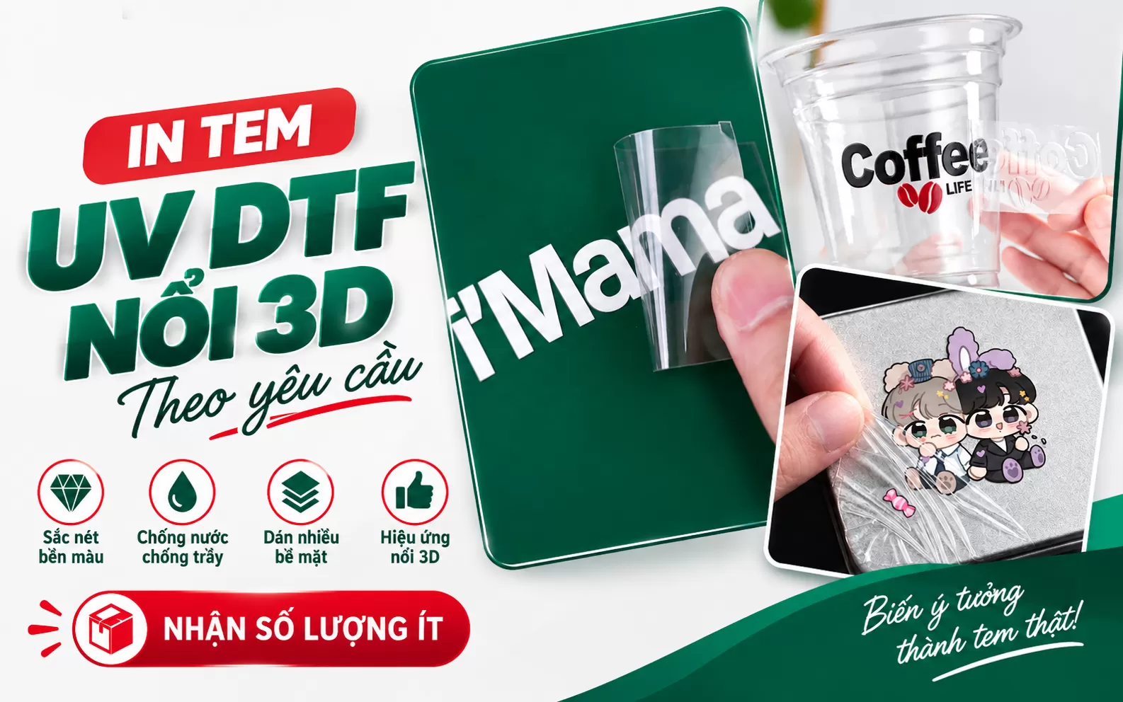 in tem UV DTF nổi 3D theo yêu cầu tại Hà Nội