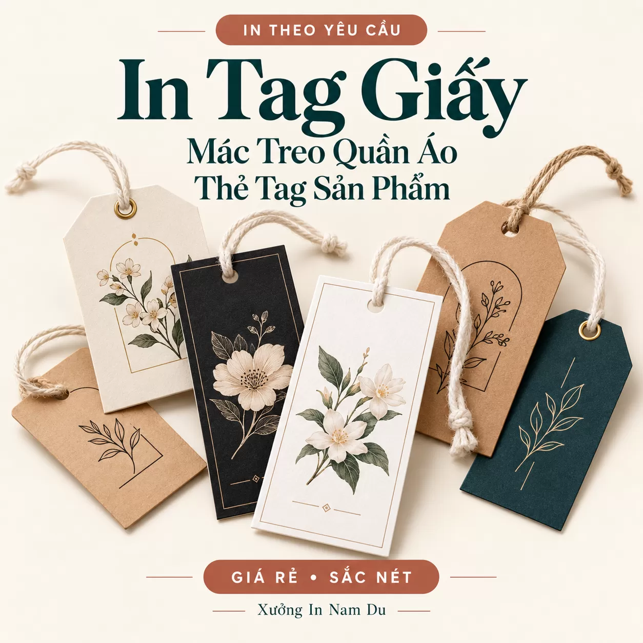 Xưởng in tag giấy ép kim ép nhũ theo yêu cầu giá rẻ chất lượng cao tại Hà Nội