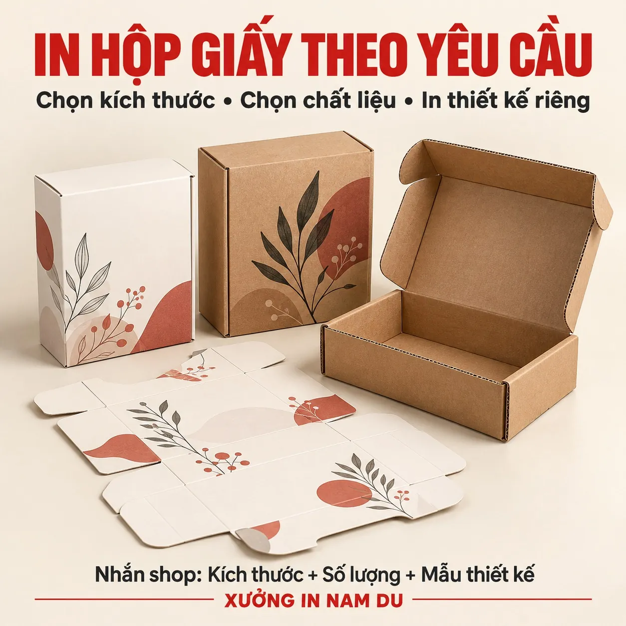 Mẫu hộp giấy kraft, ivory và hộp đựng sản phẩm thông tin cần chuẩn bị trước khi đặt in