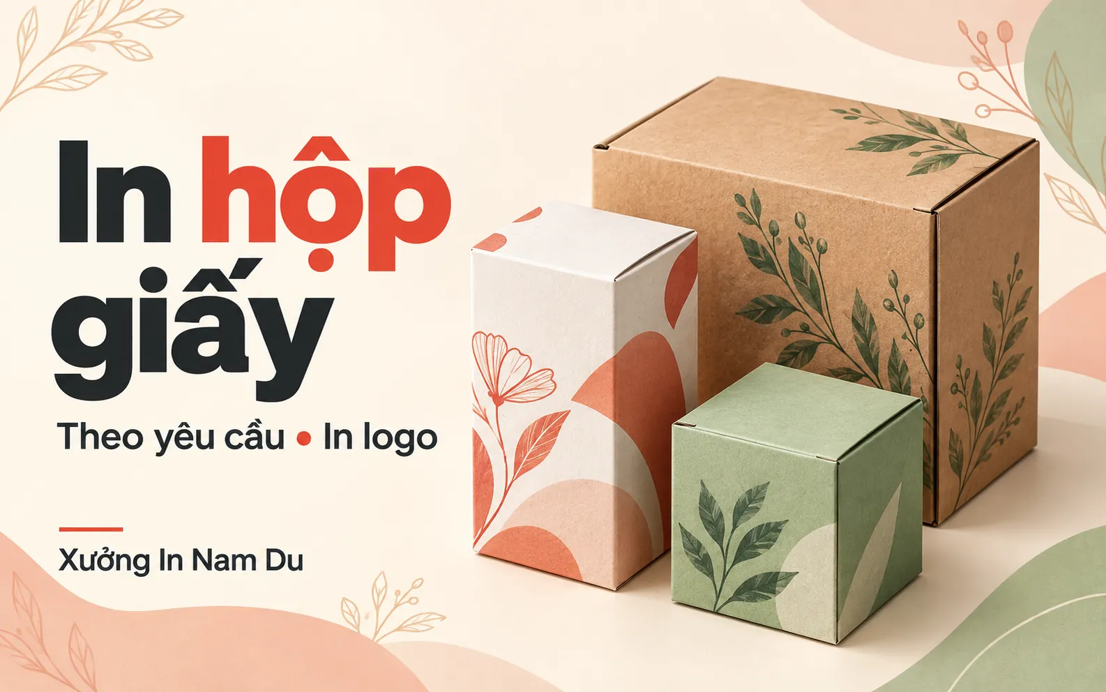 In hộp giấy theo yêu cầu với mẫu hộp kraft, ivory và hộp đựng sản phẩm tại Xưởng In Nam Du