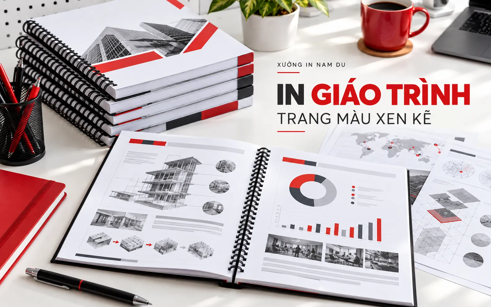 In giáo trình có trang màu xen kẽ đen trắng, bộ tài liệu minh họa
