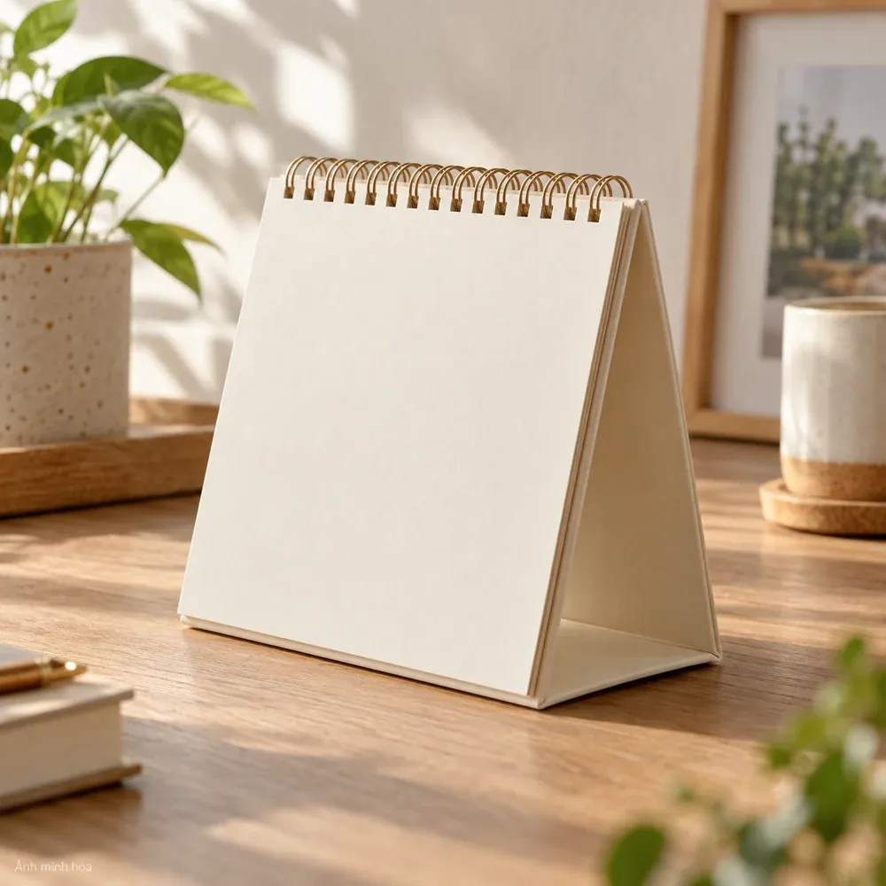 Ảnh minh họa bố cục và kiểu gấp lịch bàn — mẫu 1