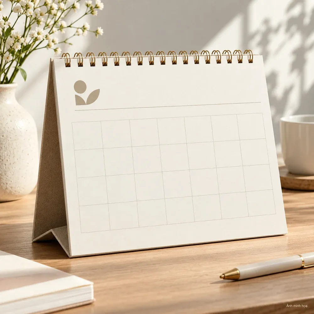 Ảnh minh họa bố trí nhận diện trên lịch — mẫu 1