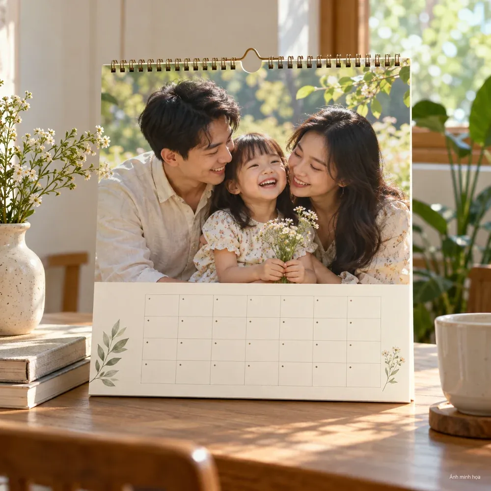 Ảnh minh họa lịch ảnh gia đình hư cấu — mẫu 1