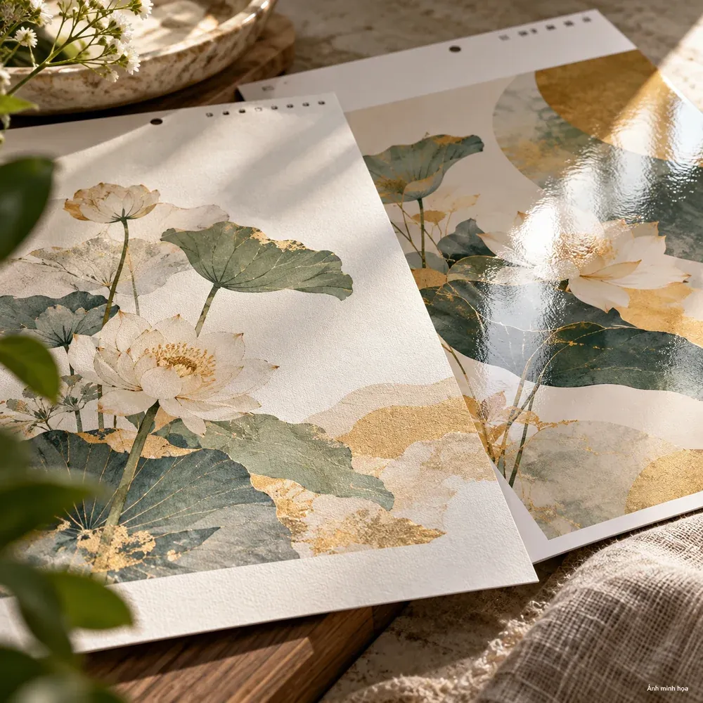 Ảnh minh họa giấy và bề mặt in lịch — mẫu 1