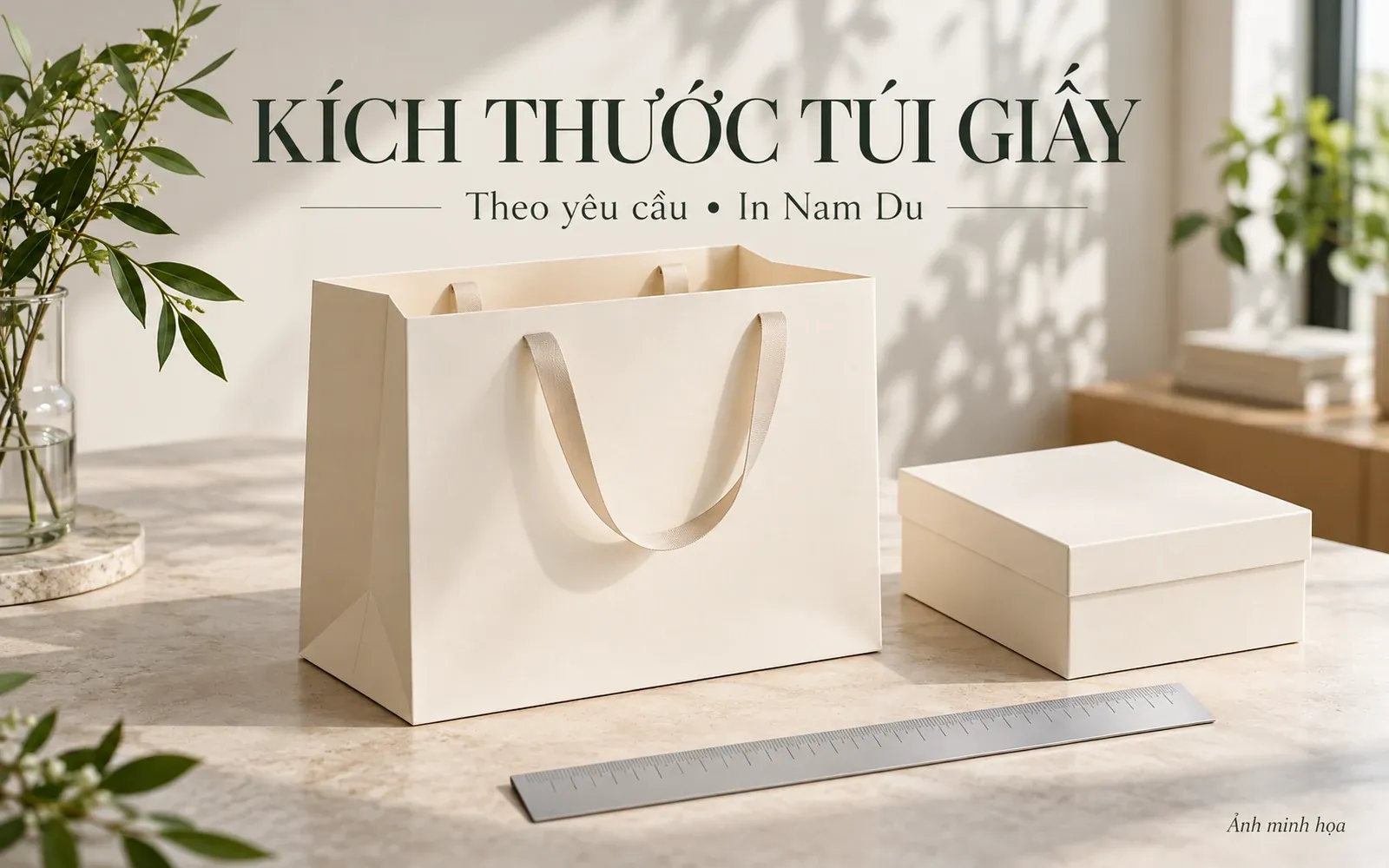 Ảnh minh họa kích thước túi giấy In Nam Du