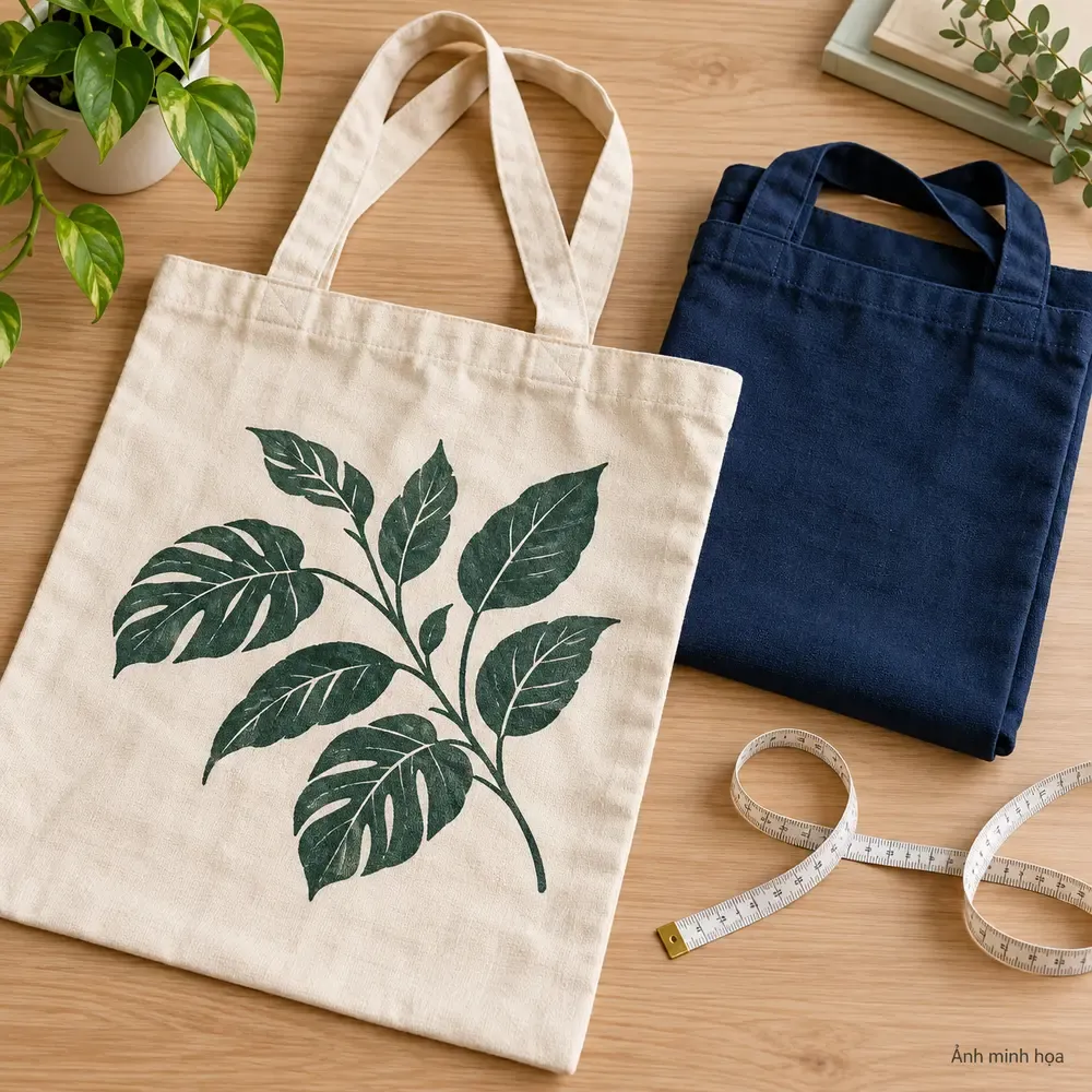 Ảnh minh họa bố cục hình in trên túi tote