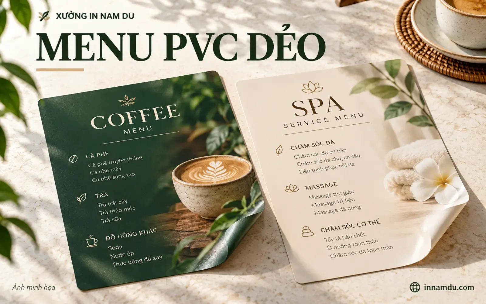 Ảnh minh họa in menu pvc dẻo theo yêu cầu