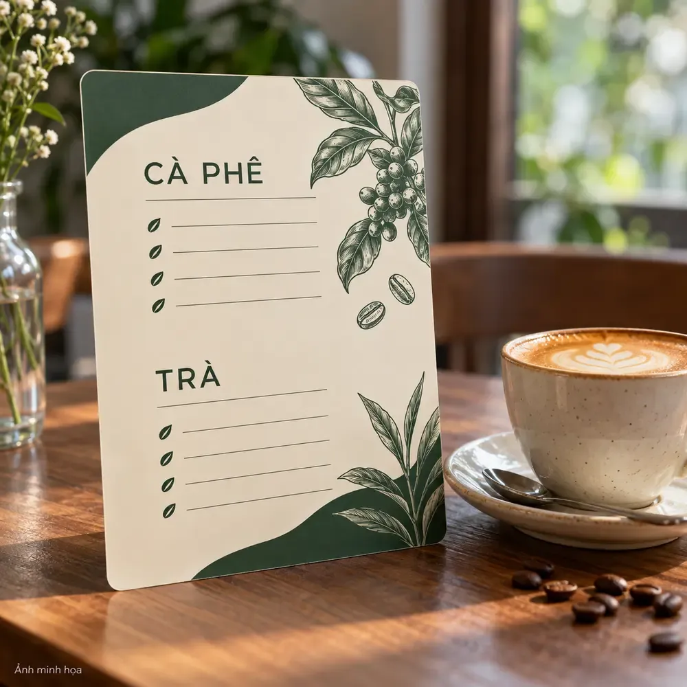 Ảnh minh họa bố cục minh họa menu quán cà phê