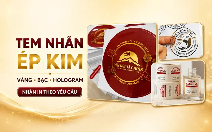 Mẫu tem nhãn ép kim vàng và bạc cao cấp theo yêu cầu