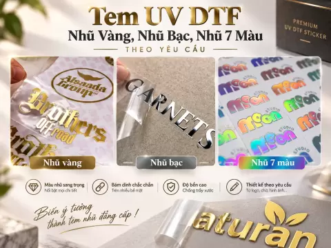 Ảnh minh họa hiệu ứng nhũ vàng, bạc và 7 màu