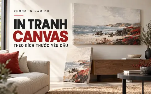 In tranh canvas minh họa tranh phong cảnh căng khung trong không gian nội thất