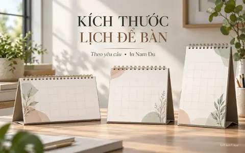 Ảnh minh họa kích thước lịch để bàn In Nam Du